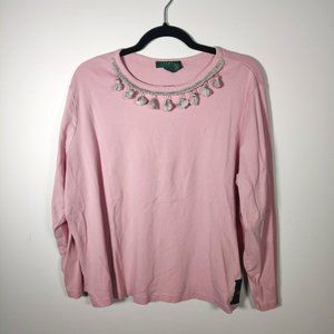 0004 Ralph Lauren upcycled pink long sleeve shirt